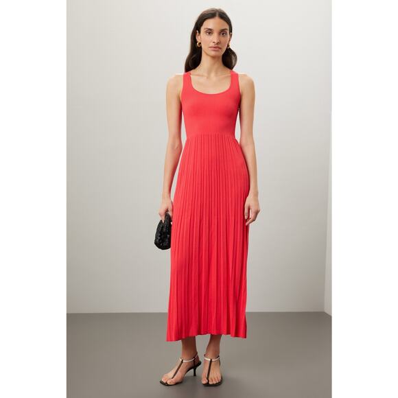 MICHAEL KORS Red Ribbed Sleeveless Tank Long Maxi Style Dress Size Medium - Picture 1 of 14